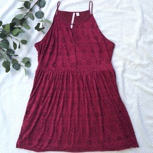 LC Lauren Conrad Red Suede Eyelet Dress